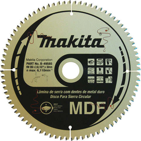 Disco de serra circular vídea 250x30x80D B-49585 MAKITA