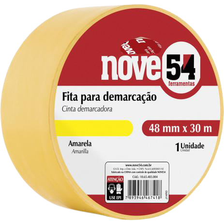 Fita demarcação 48mm x 30m amarela NOVE54