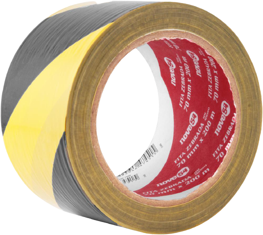 Fita zebrada 70mm x 200m amarela/preto NOVE54